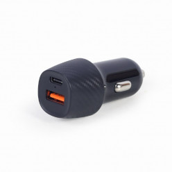 USB Car Charger - TA-U2QC3-CAR-02, 2-port USB car fast charger, Type-C PD, 18 W, black